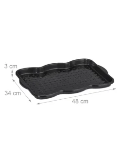 relaxdays Schuhpflege Und Mehr|Schuhpflege Und Mehr^3 x Schuhabtropfschale in Schwarz - (B)48 x (H)3 x (T)34 cm