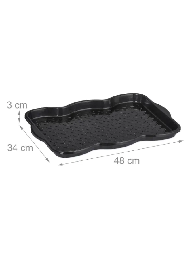 relaxdays Schuhpflege Und Mehr|Schuhpflege Und Mehr^3 x Schuhabtropfschale in Schwarz - (B)48 x (H)3 x (T)34 cm