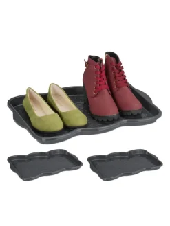 3 x Schuhabtropfschale in Grau - (B)48 x (H)3 x (T)34 cm>relaxdays Sale