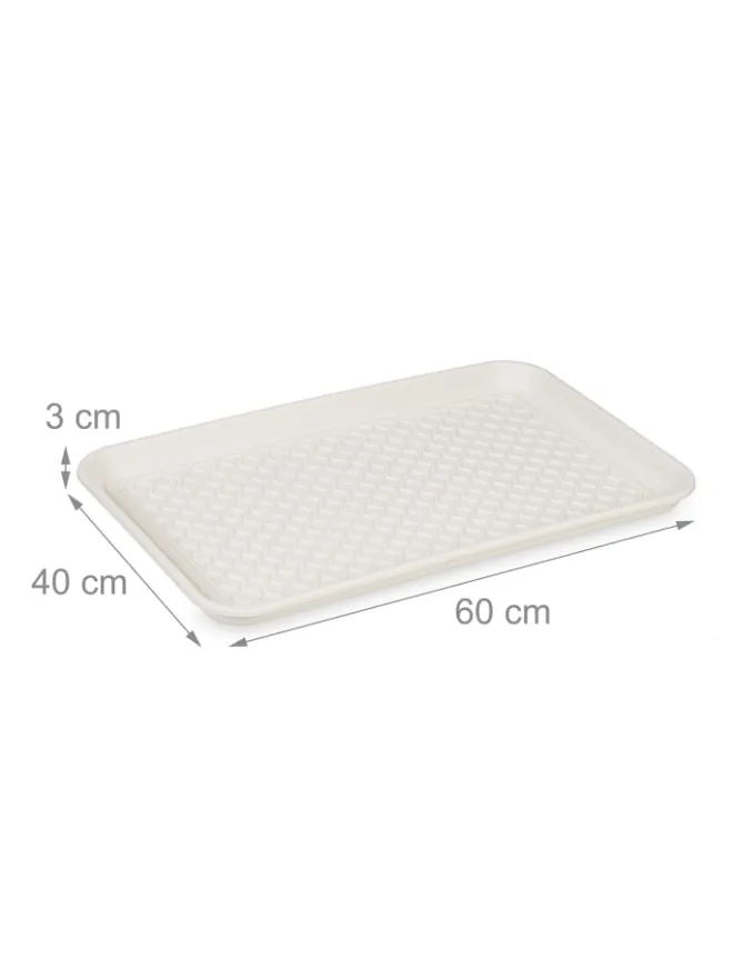 relaxdays Schuhpflege Und Mehr|Schuhpflege Und Mehr^3 x Schuhabtropfschale in Weiß - (B)60 x (H)3 x (T)40 cm