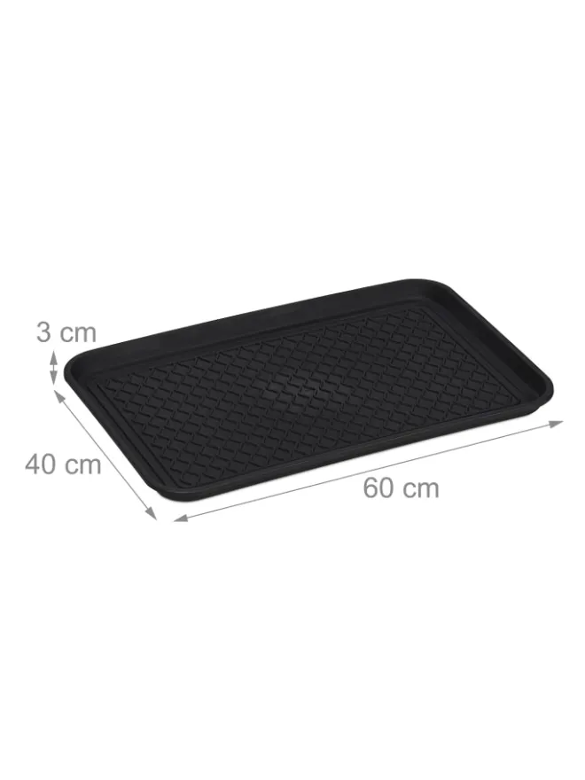 3 x Schuhabtropfschale in Schwarz - (B)60 x (H)3 x (T)40 cm>relaxdays Clearance
