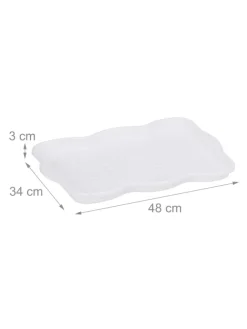 relaxdays Schuhpflege Und Mehr|Schuhpflege Und Mehr^3 x Schuhabtropfschale in Weiß - (B)48 x (H)3 x (T)34 cm