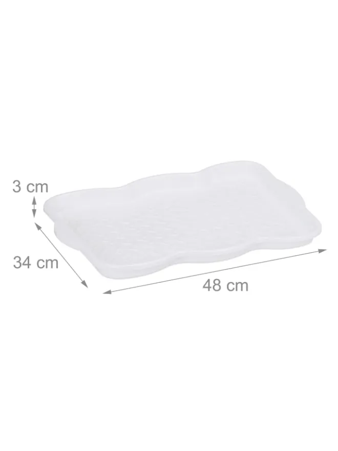 relaxdays Schuhpflege Und Mehr|Schuhpflege Und Mehr^3 x Schuhabtropfschale in Weiß - (B)48 x (H)3 x (T)34 cm