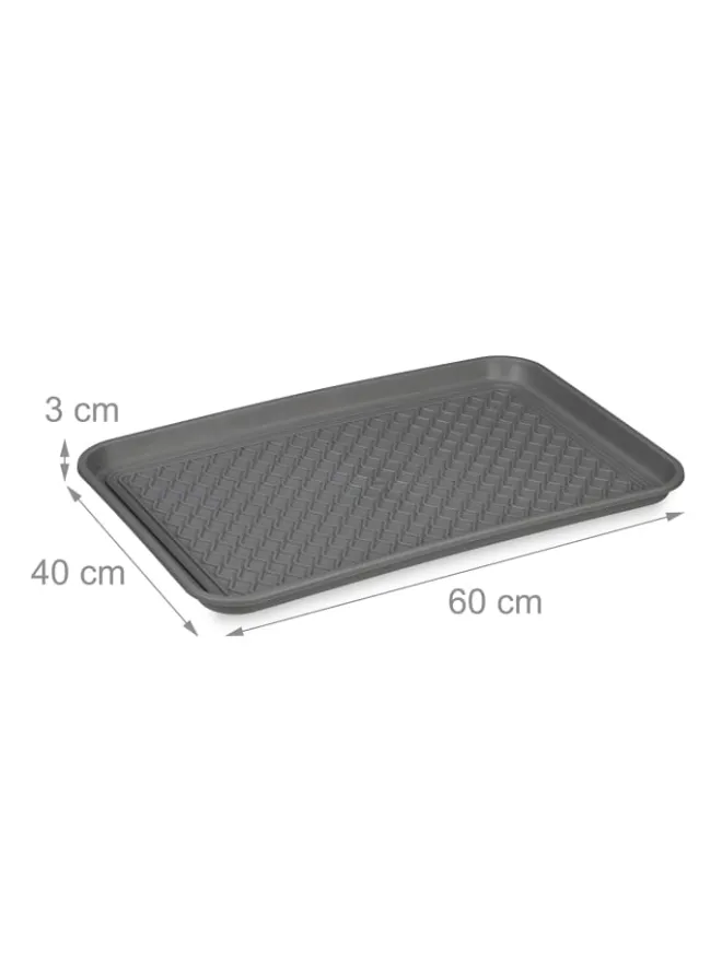 3 x Schuhabtropfschale in Grau - (B)60 x (H)3 x (T)40 cm>relaxdays Outlet