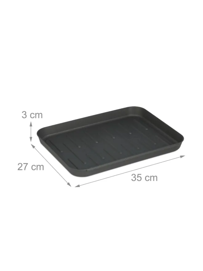 relaxdays Schuhpflege Und Mehr|Schuhpflege Und Mehr^3 x Schuhabtropfschale in Grau - (B)35 x (H)3 x (T)27 cm