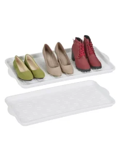 relaxdays Schuhpflege Und Mehr|Schuhpflege Und Mehr^2 x Schuhabtropfschale in Weiß - (B)74x (H)3,5 x (T)36 cm