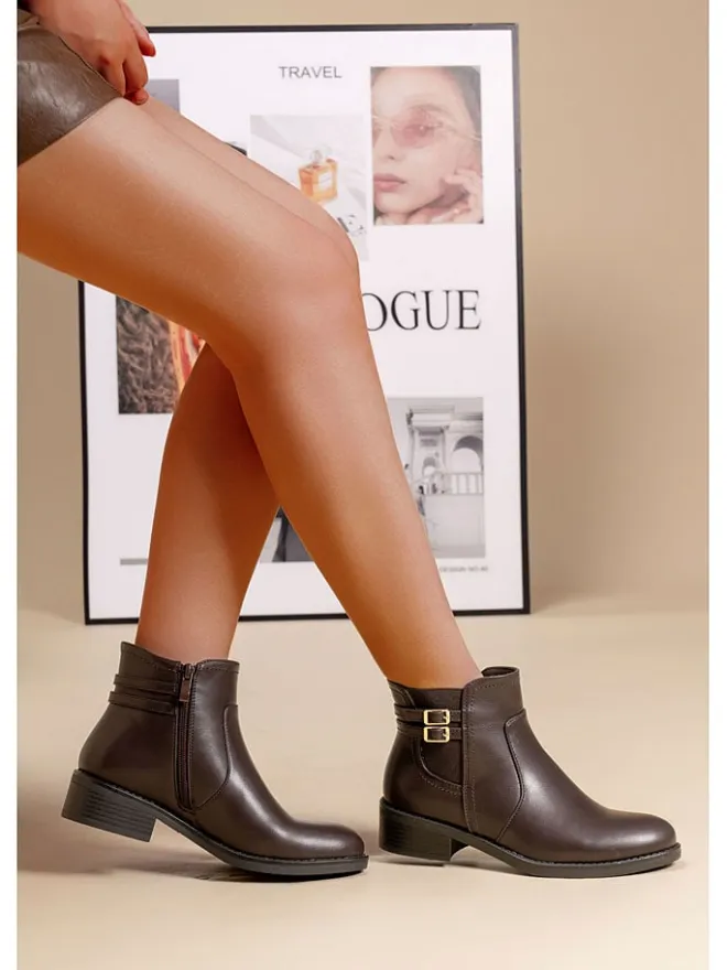 C'M Stiefeletten^Ankle-Boots in Dunkelbraun