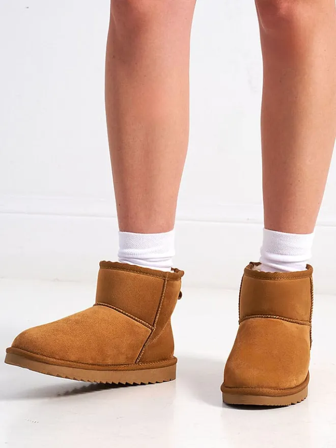 Mandel Stiefeletten^Ankle-Boots "Marina" in Hellbraun