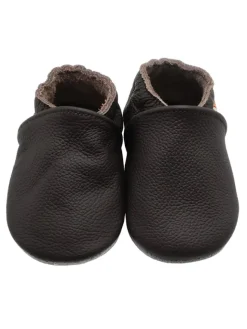 Baby Krabbelschuhe aus Leder mit rutschfester Sohle – Dunkelbraun>Yalion New