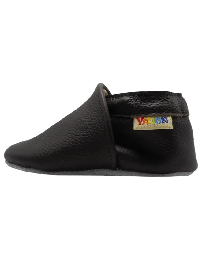 Baby Krabbelschuhe aus Leder mit rutschfester Sohle – Dunkelbraun>Yalion New