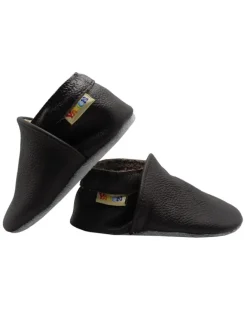 Baby Krabbelschuhe aus Leder mit rutschfester Sohle – Dunkelbraun><noscript><img width=
