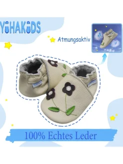 Baby Krabbelschuhe aus Leder, weiche Lauflernschuhe mit rutschfester Sohle>Yihakids Online