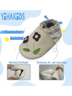 Baby Krabbelschuhe aus Leder, weiche Lauflernschuhe mit rutschfester Sohle><noscript><img width=