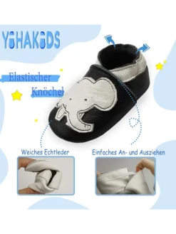 Yihakids Krabbelschuhe^Baby Krabbelschuhe aus Leder, weiche Lauflernschuhe mit rutschfester Sohle