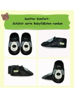 Baby Krabbelschuhe aus Leder, weiche Lauflernschuhe mit rutschfester Sohle><noscript><img width=