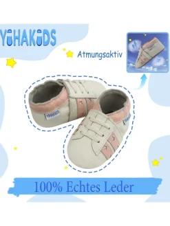 Baby Krabbelschuhe aus Leder, weiche Lauflernschuhe mit rutschfester Sohle>Yihakids Online