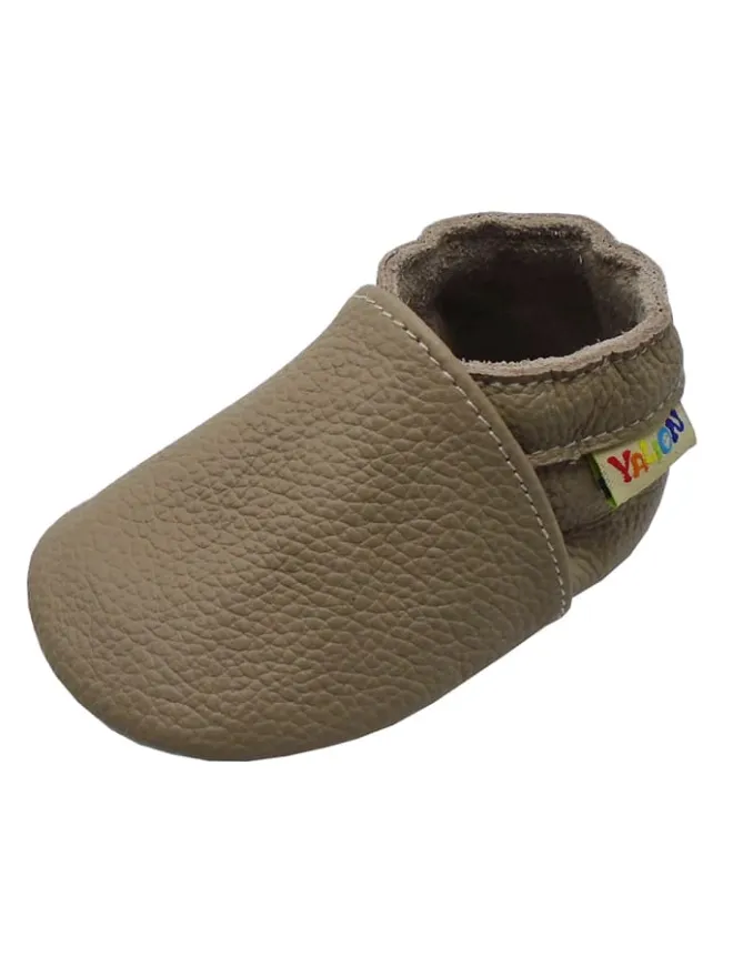 Baby Krabbelschuhe aus Leder mit rutschfester Sohle – Khaki>Yalion Sale