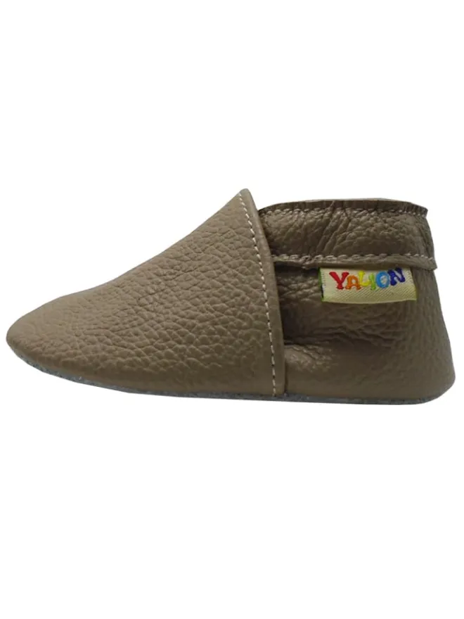 Baby Krabbelschuhe aus Leder mit rutschfester Sohle – Khaki>Yalion Sale