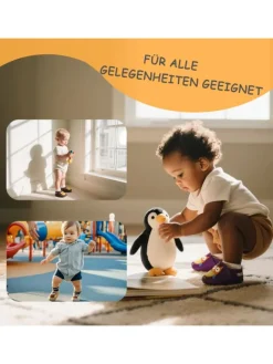Baby Krabbelschuhe aus Leder mit rutschfester Sohle – Grau mit Elefantenmuster><noscript><img width=