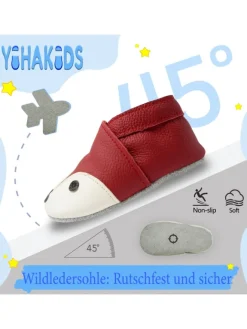 Baby Krabbelschuhe aus Leder, weiche Lauflernschuhe mit rutschfester Sohle><noscript><img width=