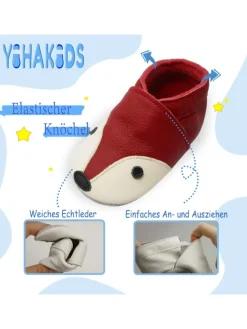 Baby Krabbelschuhe aus Leder, weiche Lauflernschuhe mit rutschfester Sohle><noscript><img width=
