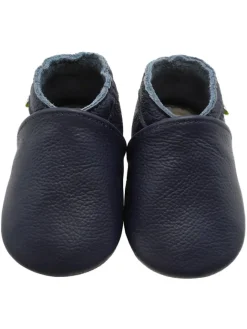 Yalion Krabbelschuhe^Baby Krabbelschuhe aus Leder mit rutschfester Sohle – Marineblau