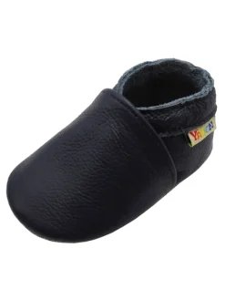 Yalion Krabbelschuhe^Baby Krabbelschuhe aus Leder mit rutschfester Sohle – Marineblau