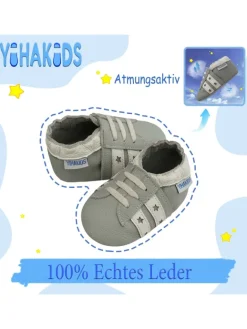 Yihakids Krabbelschuhe^Baby Krabbelschuhe aus Leder, weiche Lauflernschuhe mit rutschfester Sohle