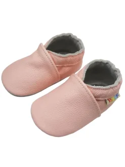 Baby Krabbelschuhe aus Leder mit rutschfester Sohle – in Rosa>Yalion Clearance