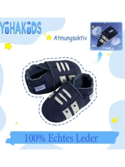 Yihakids Krabbelschuhe^Baby Krabbelschuhe aus Leder, weiche Lauflernschuhe mit rutschfester Sohle