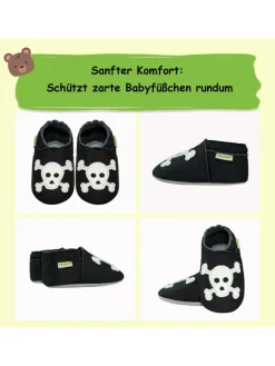 Baby Krabbelschuhe aus Leder, weiche Lauflernschuhe mit rutschfester Sohle><noscript><img width=