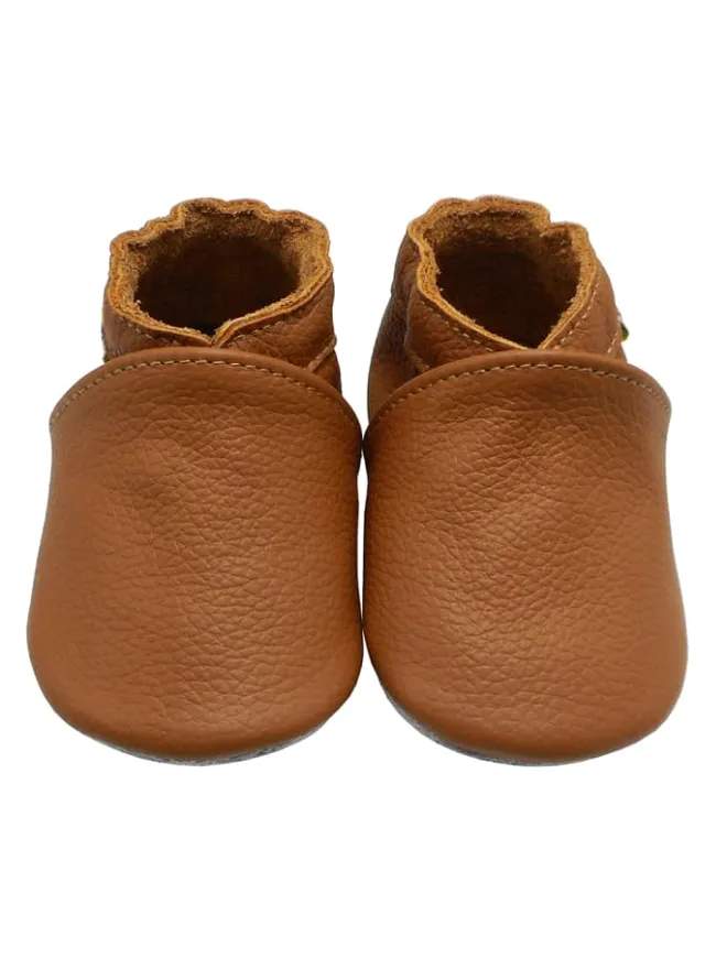 Baby Krabbelschuhe aus Leder mit rutschfester Sohle – Braun>Yalion Online