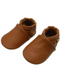 Baby Krabbelschuhe aus Leder mit rutschfester Sohle – Braun>Yalion Online