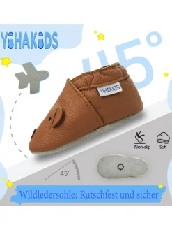 Baby Krabbelschuhe aus Leder, weiche Lauflernschuhe mit rutschfester Sohle><noscript><img width=
