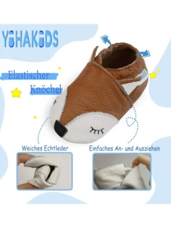 Baby Krabbelschuhe aus Leder, weiche Lauflernschuhe mit rutschfester Sohle><noscript><img width=