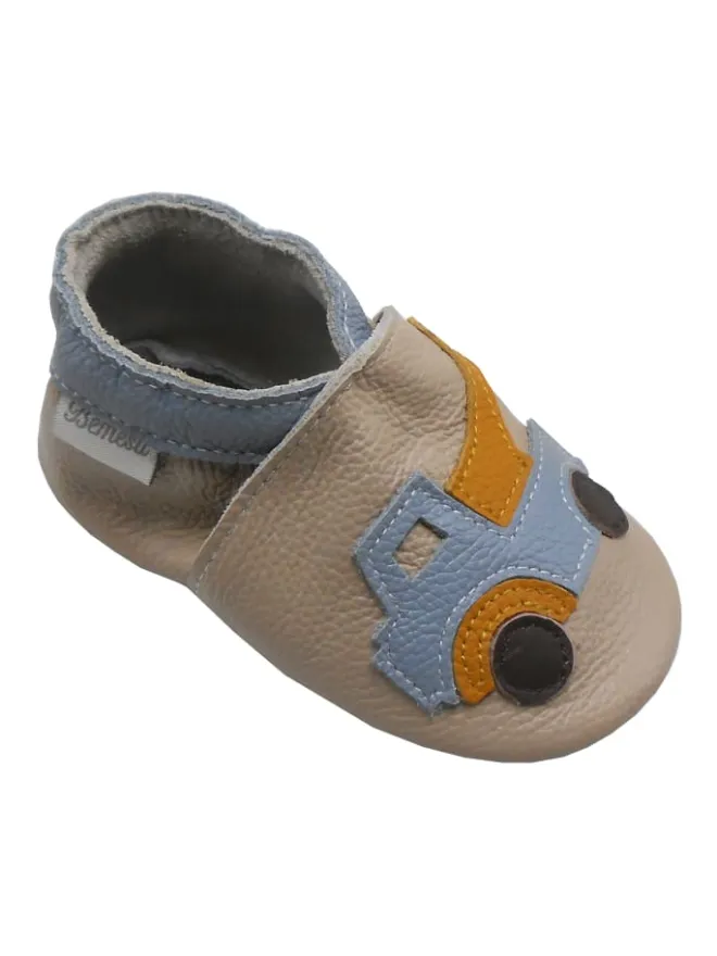 Bemesu Krabbelschuhe^Baby Krabbelschuhe aus Leder, weiche Lauflernschuhe mit rutschfester Sohle