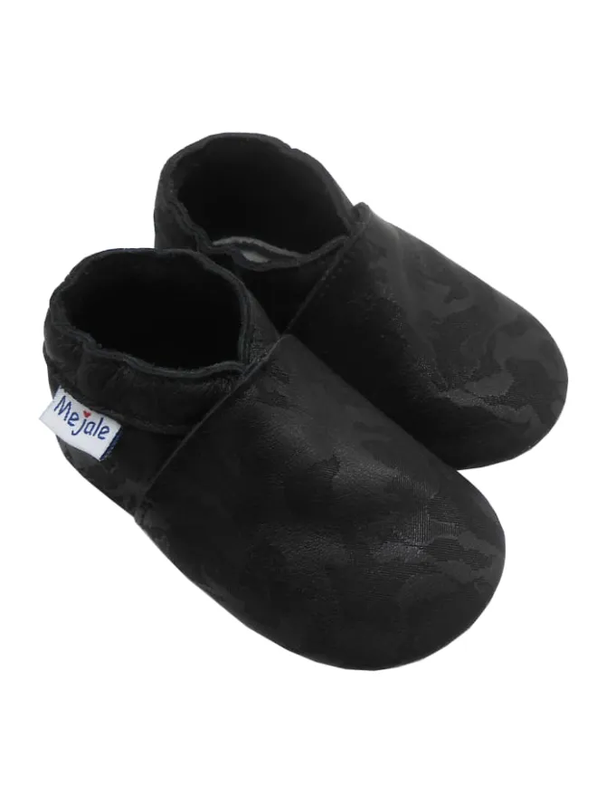 Mejale Krabbelschuhe^Baby Krabbelschuhe in Schnitzerei Schwarz