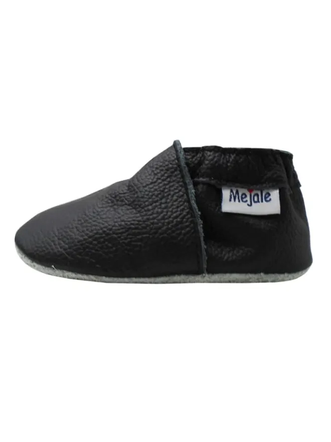 Mejale Krabbelschuhe^Baby Leder Krabbelschuhe, mit rutschfester Sohle – Schwarz