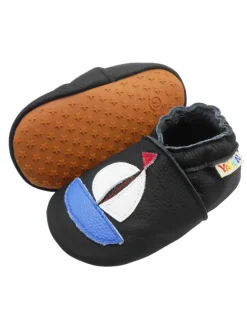 Baby Leder Krabbelschuhe,mit rutschfester harter Sohle-Segelboot - Muster>Yihakids