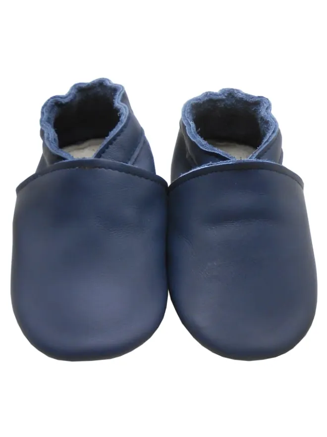 Baby Leder-Krabbelschuhe in Dunkelblau>Mepiq New