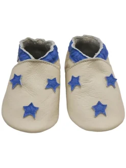 Baby-Leder-Laufschuhe, komfortabel mit rutschfester Sohle- blauen Sternenmotiven>Bemesu New