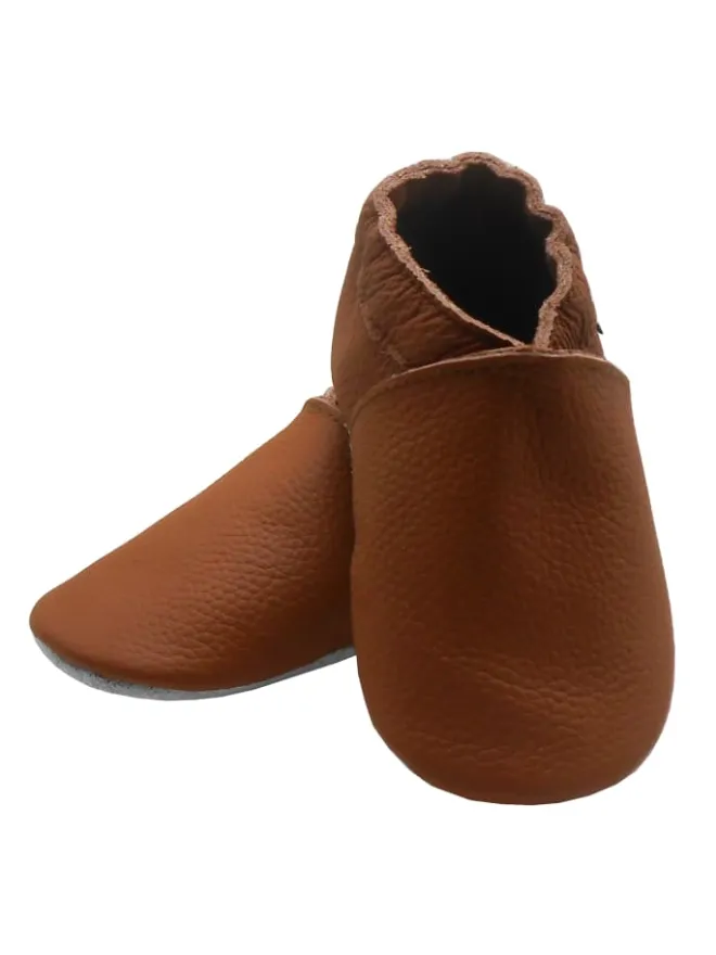 Baby-Leder-Laufschuhe, komfortabel mit rutschfester Sohle - Braun>Bemesu Clearance