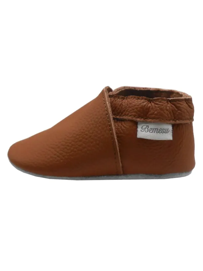 Baby-Leder-Laufschuhe, komfortabel mit rutschfester Sohle - Braun>Bemesu Clearance