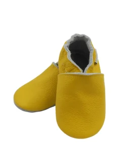 Bemesu Krabbelschuhe^Baby-Leder-Laufschuhe, komfortabel mit rutschfester Sohle - Gelb