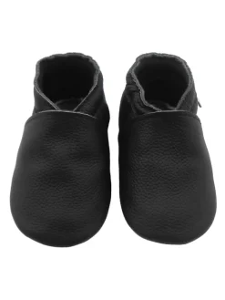 Baby-Leder-Laufschuhe, komfortabel mit rutschfester Sohle - Schwarz>Basrakids Best