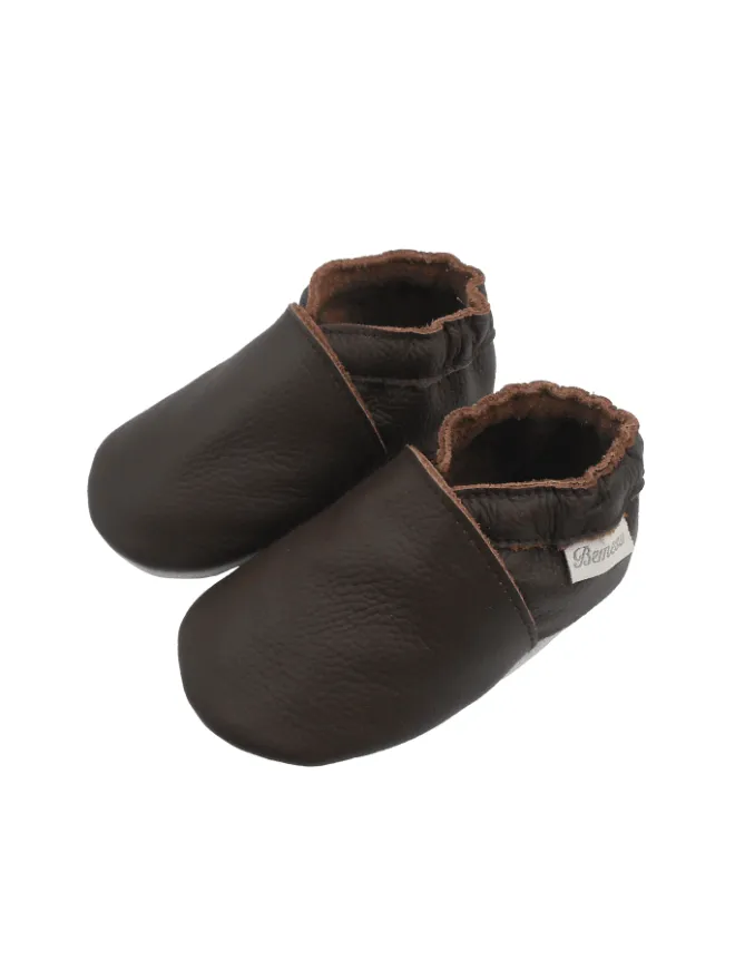 Baby-Leder-Laufschuhe, komfortabel mit rutschfester Sohle - Hellbraun>Bemesu Outlet