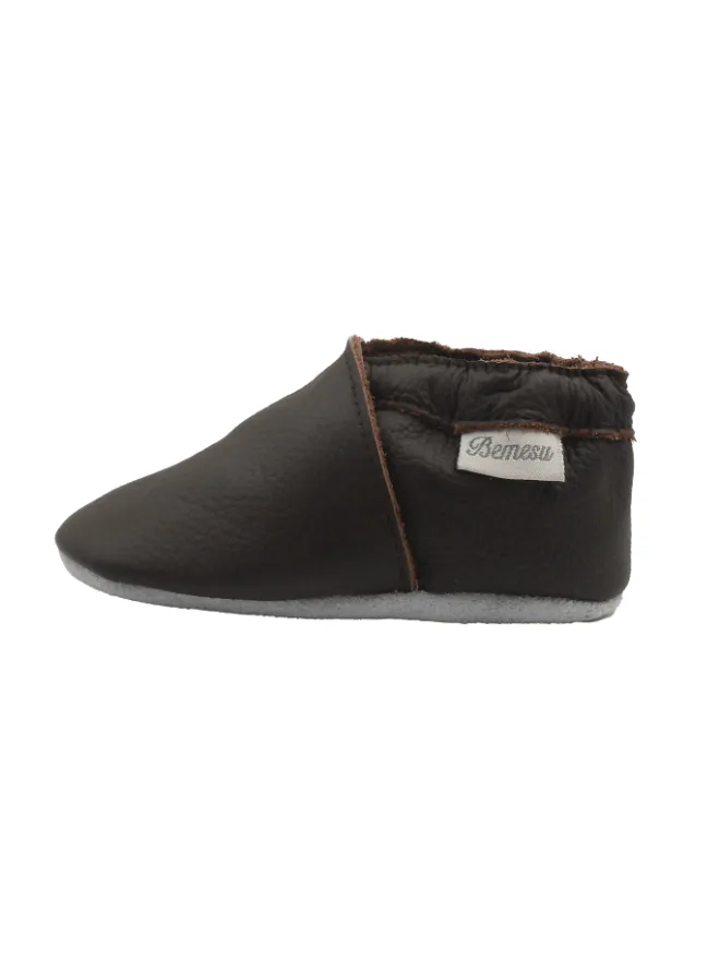 Baby-Leder-Laufschuhe, komfortabel mit rutschfester Sohle - Hellbraun>Bemesu Outlet