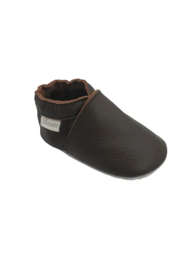 Baby-Leder-Laufschuhe, komfortabel mit rutschfester Sohle - Hellbraun>Bemesu Outlet