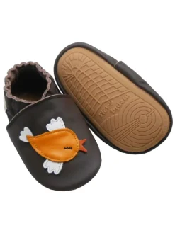 Mepiq Krabbelschuhe^Baby-Leder-Laufschuhe, komfortabel mit rutschfester Sohle - Vogelmotiv