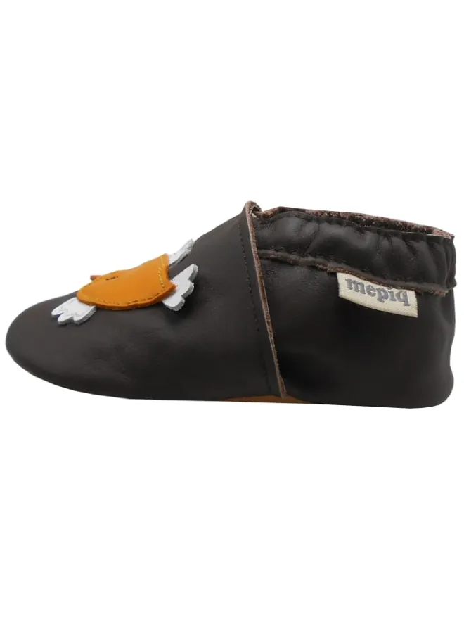 Mepiq Krabbelschuhe^Baby-Leder-Laufschuhe, komfortabel mit rutschfester Sohle - Vogelmotiv